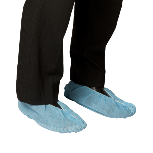 Polypropylene Shoe Covers Blue Non Slip Sole