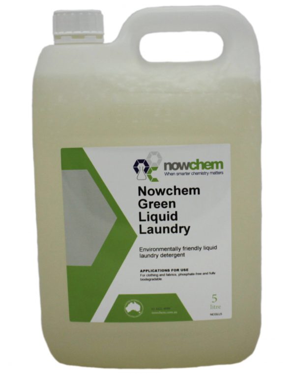 Nowchem's Green Liquid Laundry Cleaning Supplies.